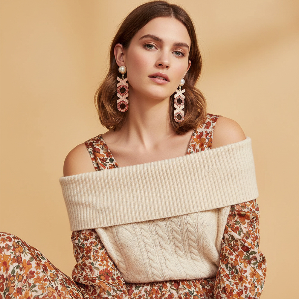 Wholesale European and American Fashion Oil ipping Xoxo English Letter Pendant Earrings Texture Valentine's Day Letter Earrings Cross-Border Earrings