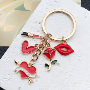 Wholesale Red Cartoon Lipstick Bag Love Rose Keychain