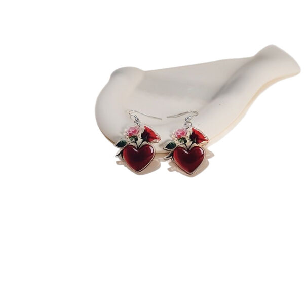 Wholesale Valentine's Day heart-shaped red rose acrylic earrings