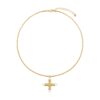 Wholesale Golden pearl zircon cross Baroque style necklace
