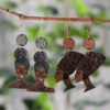 Wholesale Black History African Style Queen Head Pendant Wooden Double-Sided Earrings