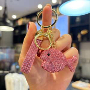 Multi-colored, diamond-encrusted fish (pink) / 3*5