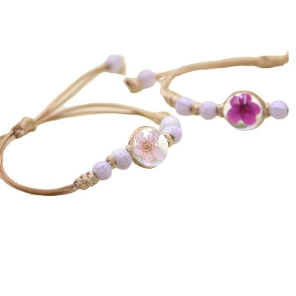 Wholesale Ceramic glass ball dried flower plant woven bracelet
