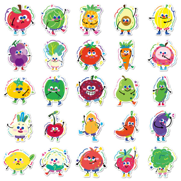 Wholesale 50 pieces of fruit and vegetable stickers graffiti cute cartoon book stickers