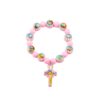 Wholesale Acrylic bracelet with pink and blue cross rosary