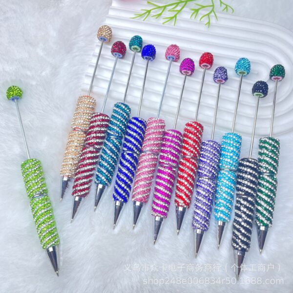 Wholesale Stripes and Full Rhinestones Twist-Type DIY Fancy Beadable Pens