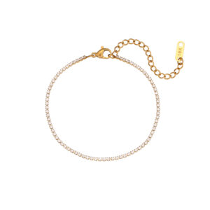 2mm zircon chain bracelet-gold 16cm + 5cm
