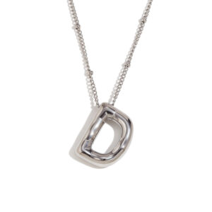 Party balloon letter pendant necklace-steel color-D