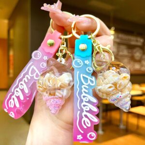 Wholesale Colorful flowing sand seashell DIY insert oil keychain