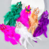 Wholesale Diamond studded floral long feather fringe earrings