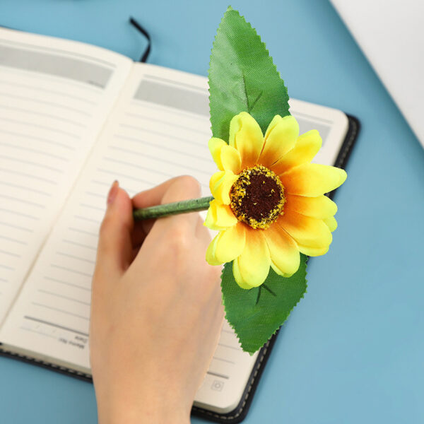 Wholesale artificial sunflower handmade silk cloth flower sunflower chrysanthemum laser rod ballpoint pen batch