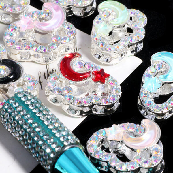 Wholesale 3pcs Fully Diamond Auspicious Cloud Star Moon Beads