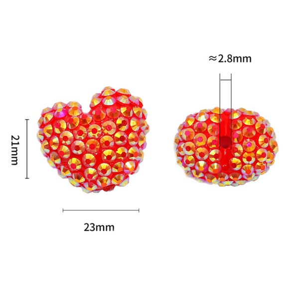 Wholesale Jelly colored heart-shaped diamond core acrylic beads