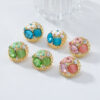 Wholesale Colorful circular sparkling rhinestone flower earrings