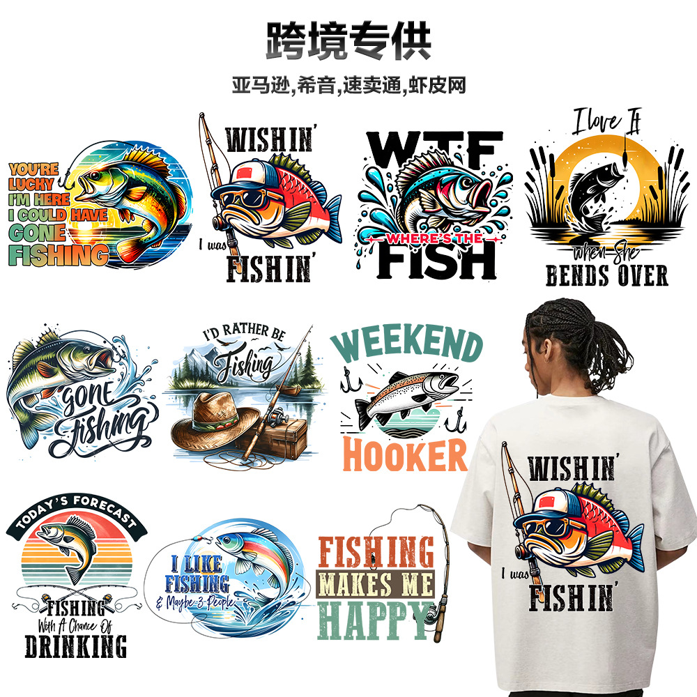 Wholesale Fishing UV DTF Ready to Press Transfers Wraps