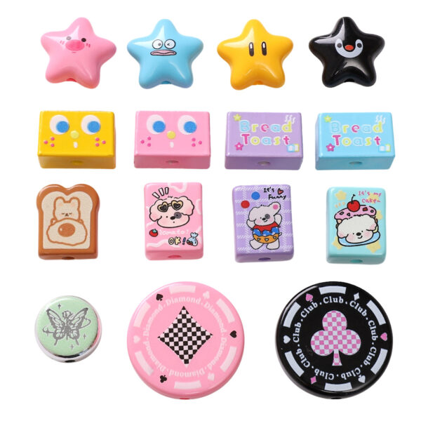 Wholesale Acrylic Printed Beads Cartoon Beaded Handmade DIY Beade