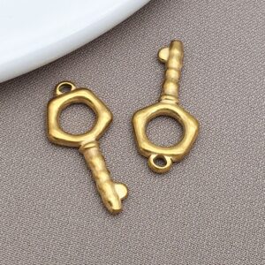 T2374-gold stainless steel key-10x22x2mm aperture 1.7mm-0.85g
