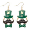 Wholesale St. Patrick's Day Clover Hat Flag Wine Glass Earrings