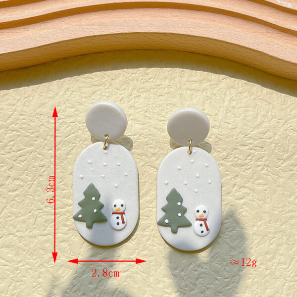 Wholesale Snowman Wreath Cartoon Cute Soft Ceramic Earrings