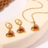 Wholesale Titanium Steel Jewelry Set for Women Heart Necklace and Earrings