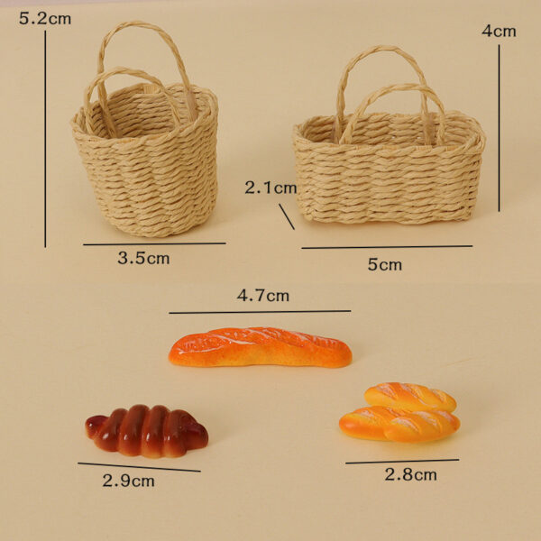 Wholesale Miniature food toys mini bread weaving basket Doll Accessories