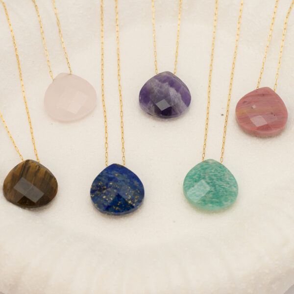 Wholesale Luxury Simple Water Drop Natural Stone Stainless Steel Necklace