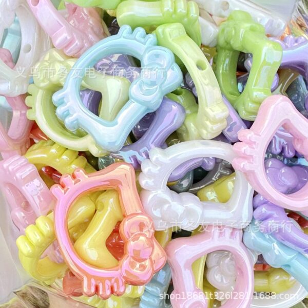 Wholesale 10pcs 34mm Cream Colorful Double sided Cartoon Cat Acrylic Beads OLY Exclusive