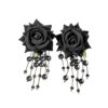 Wholesale Colorful three-dimensional rose flower earrings