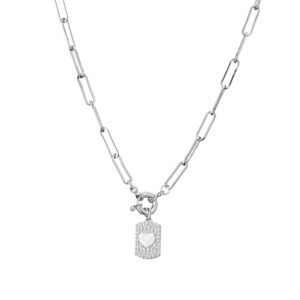 White gold white diamond love necklace