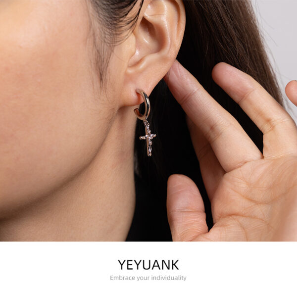 Wholesale Circular Cross Zircon Earrings