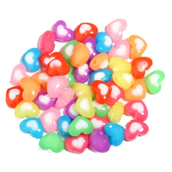 Wholesale 10pcs Jelly colored double-layer heart-shaped acrylic beads