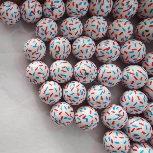 Wholesale 5PCS 20mm Acrylic Blue and White Double -colored Dot Beads