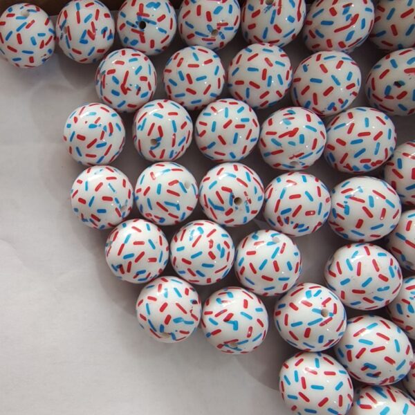 Wholesale 5PCS 20mm Acrylic Blue and White Double -colored Dot Beads