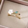 Wholesale Flower Open Ring for Women with Micro-Set Zircon