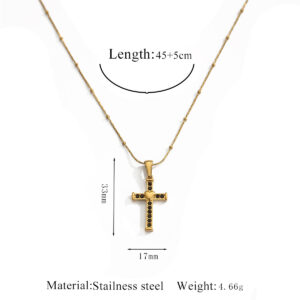 1 gold diamond cross necklace 10-black