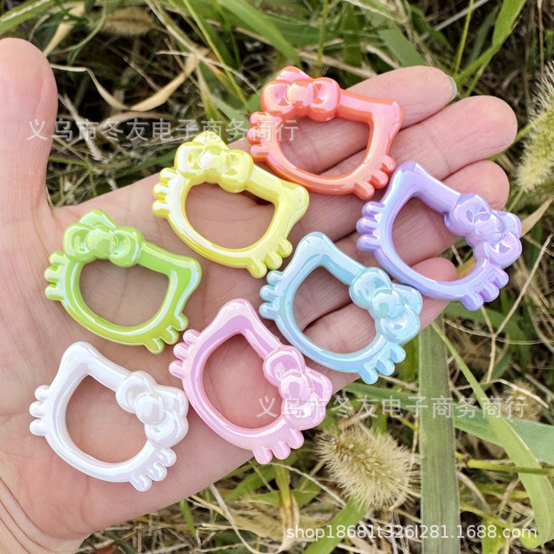 Wholesale 34mm Cream Colorful Double sided Cartoon Cat Acrylic Beads OLY Exclusive