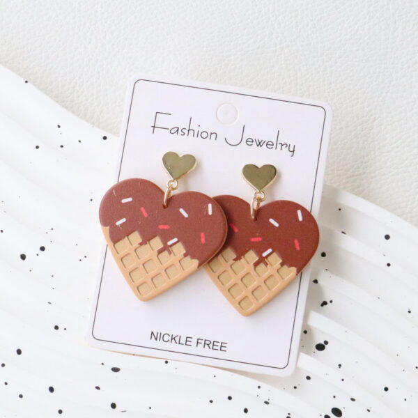 Wholesale Valentine's Day Heart-Shaped Chocolate Cone Acrylic Earrings