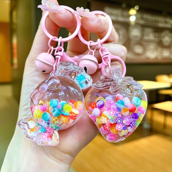 Wholesale Rainbow Candy Jelly Color Bead Sand Flow Bottle Liquid Keychain