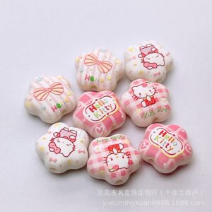 Wholesale 15mm Embossed Double-Sided Printed Plum Blossom Vertical Perforation Acrylic Beads OLY Exclusive
