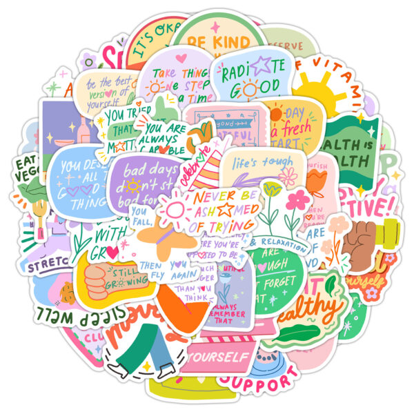 Wholesale 50pcs inspirational phrase labels, waterproof vinyl stickers