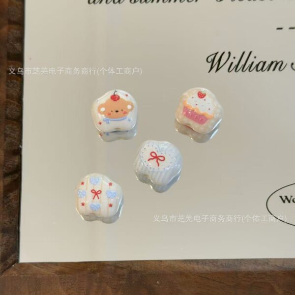 Wholesale 10pcs Embossed Bow Cake Bear Frangipani Acrylic Beads