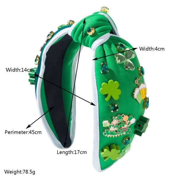Wholesale St. Patrick's Day diamond studded clover green headband