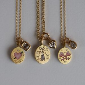 Pink bow necklace (with zircon)