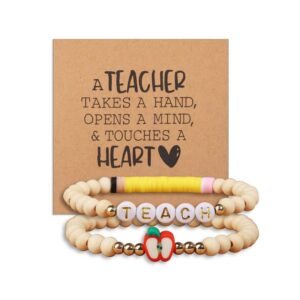 Wooden beads + yellow polymer clay two-piece set + card