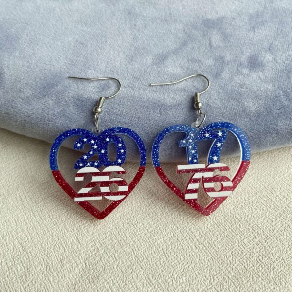 Wholesale Independence Day Acrylic Heart Earrings