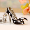 Wholesale Wave dot high heels rhinestone metal keychain