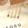 Wholesale Retro oval gemstone titanium steel lock chain