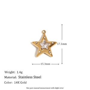 Diamond five-pointed star pendant-gold