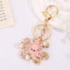 Wholesale Cute pearl inlaid octopus inlaid rhinestone Metal Keychain
