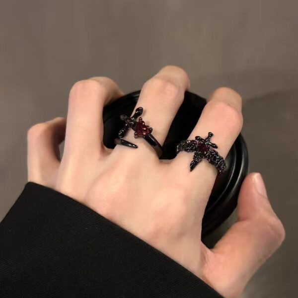 Wholesale Black Ring Female Dark Niche High-End Ring Open Ring